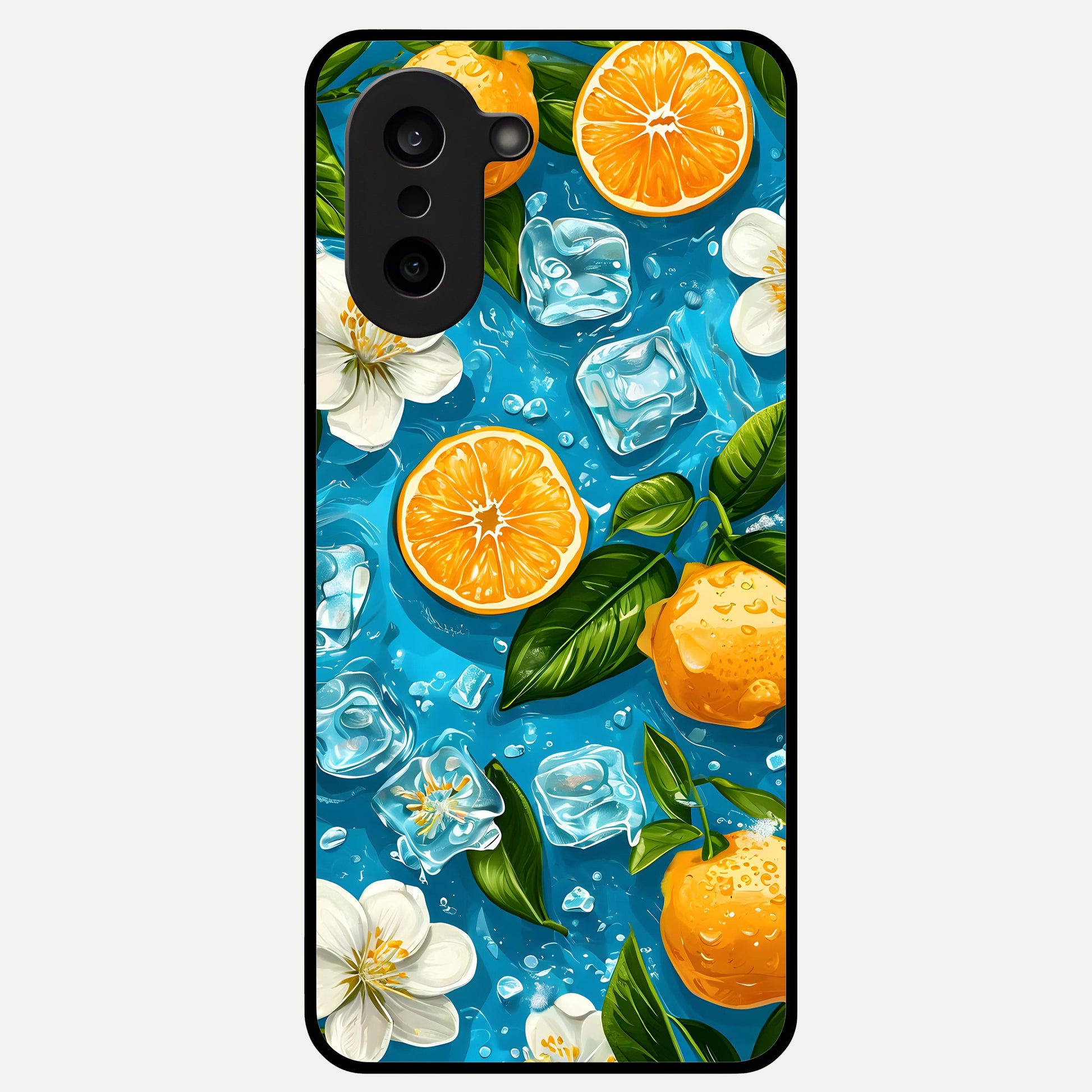  Ice Cube With Orange Glass Case For Oneplus Nord CE5 back cover – full design glossy printed glass finish