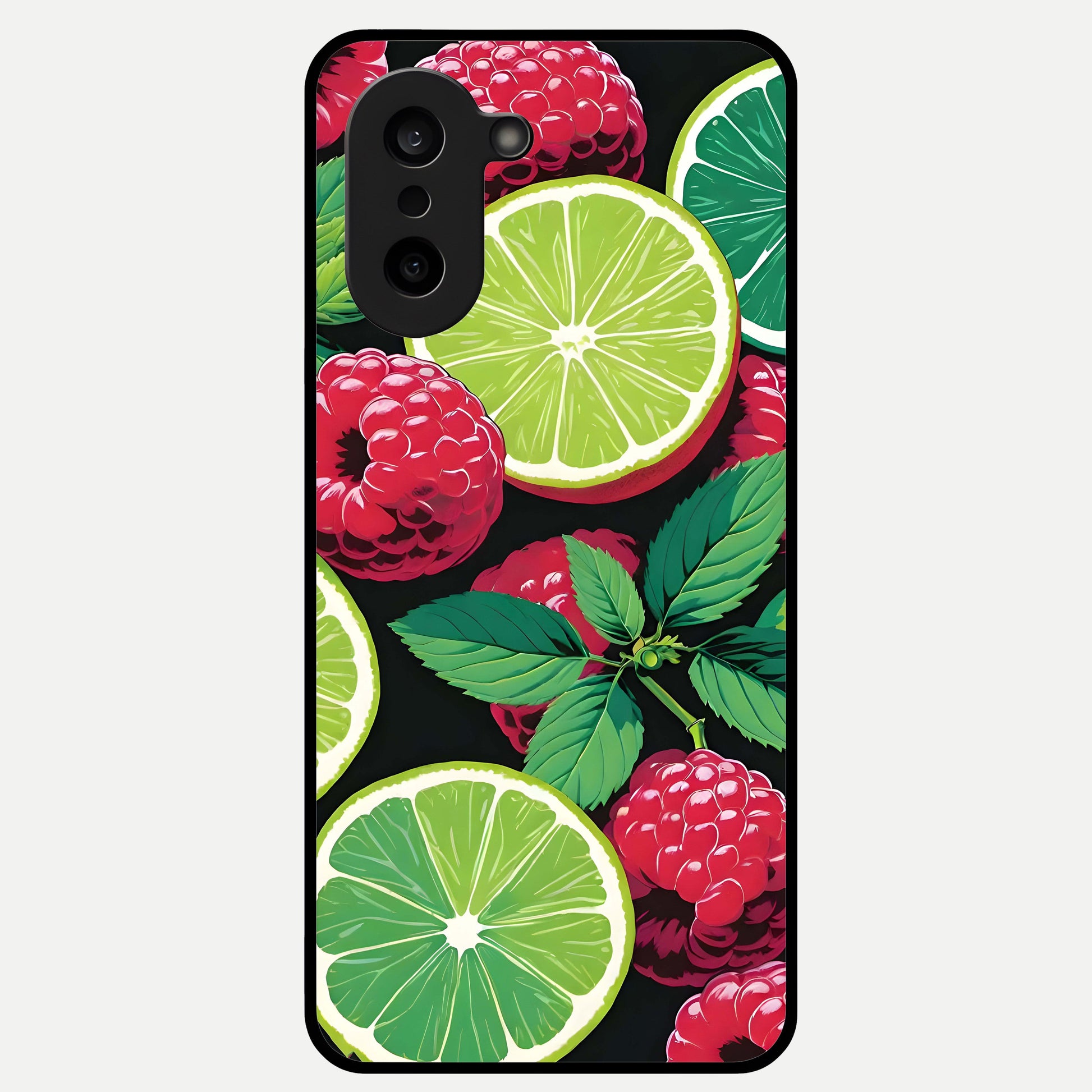  Lime and Raspberry Pattern Glass Case For Oneplus Nord CE5 back cover – full design glossy printed glass finish