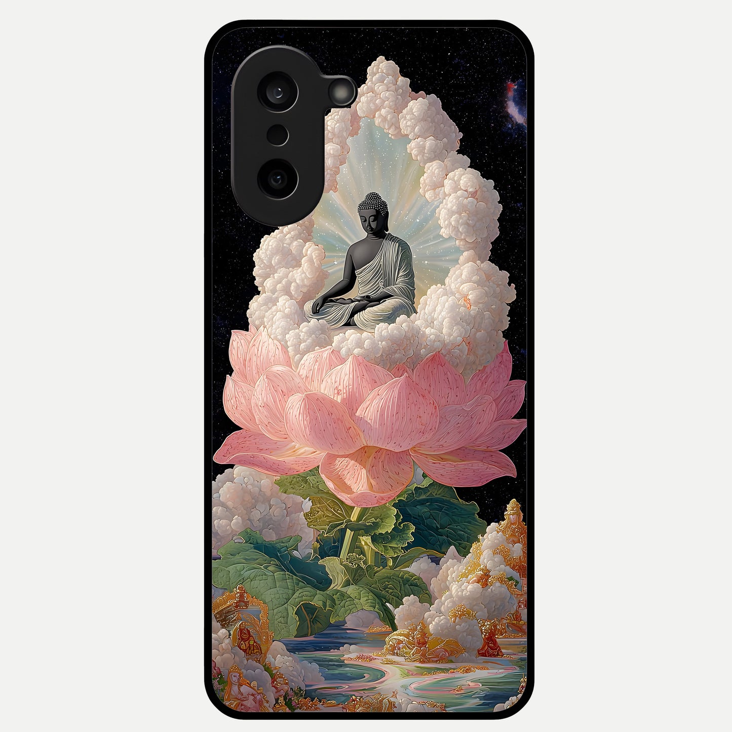  Lotus Divine Peace Glass Case For Oneplus Nord CE5 back cover – full design glossy printed glass finish