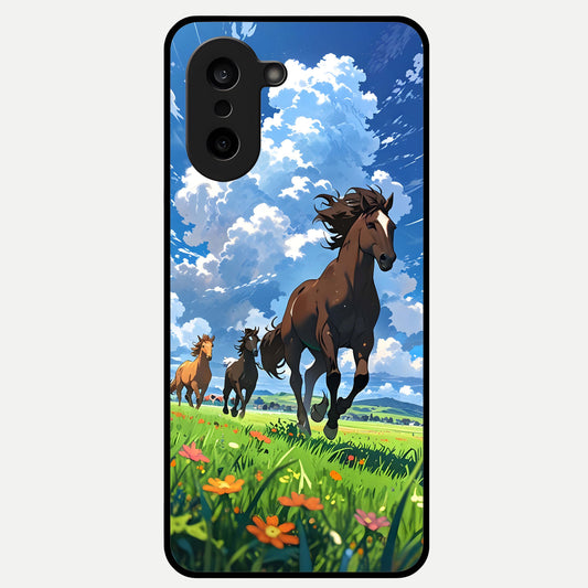  Majestic Horses Galloping Glass Case For Oneplus Nord CE5 back cover – full design glossy printed glass finish