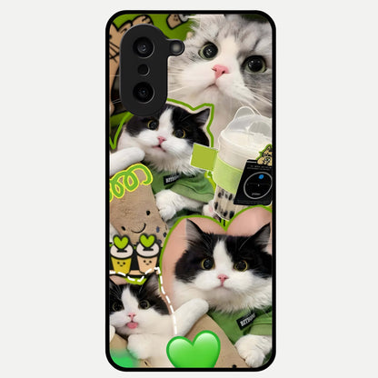  Matcha Cats Mood Glass Case For Oneplus Nord CE5 back cover – full design glossy printed glass finish