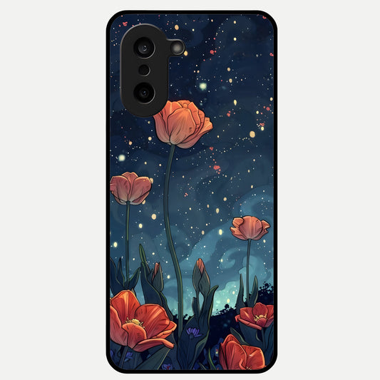  Midnight Tulip Glow Glass Case For Oneplus Nord CE5 back cover – full design glossy printed glass finish