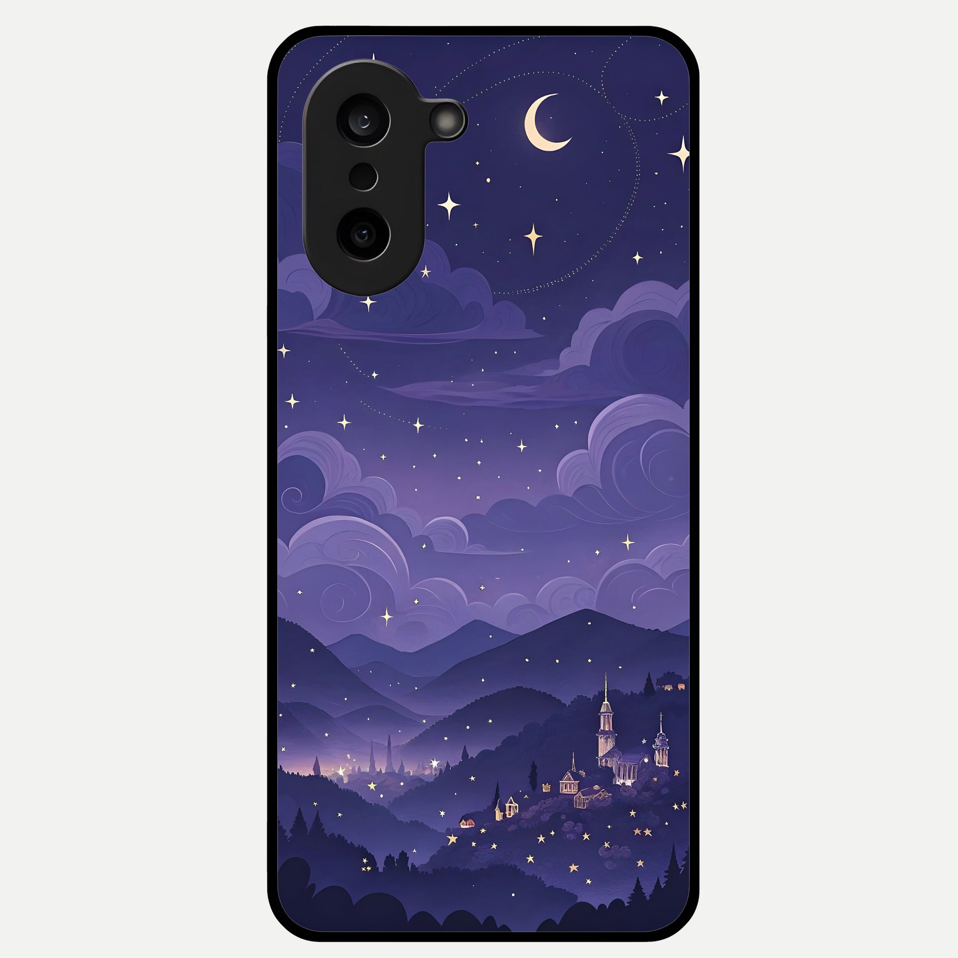  Minimal Night View Glass Case For Oneplus Nord CE5 back cover – full design glossy printed glass finish