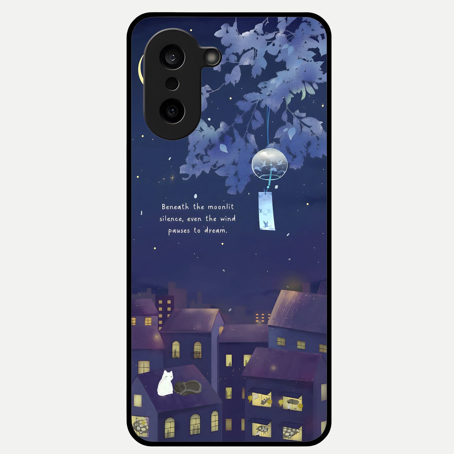  Moonlit Cat Silence Glass Case For Oneplus Nord CE5 back cover – full design glossy printed glass finish