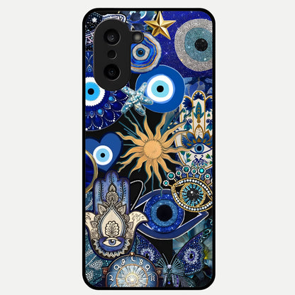  Mystic Blue Evil Eye Glass Case For Oneplus Nord CE5 back cover – full design glossy printed glass finish
