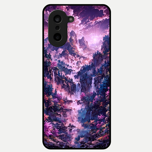  Mystic Cascade Peaks Glass Case For Oneplus Nord CE5 back cover – full design glossy printed glass finish