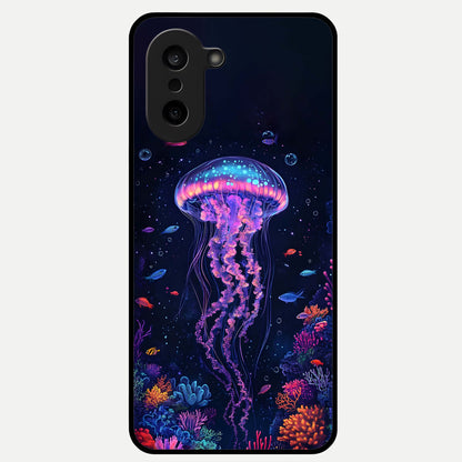  Neon Jellyfish Glass Case For Oneplus Nord CE5 back cover – full design glossy printed glass finish