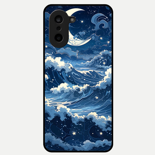  Ocean Moon Waves Glass Case For Oneplus Nord CE5 back cover – full design glossy printed glass finish