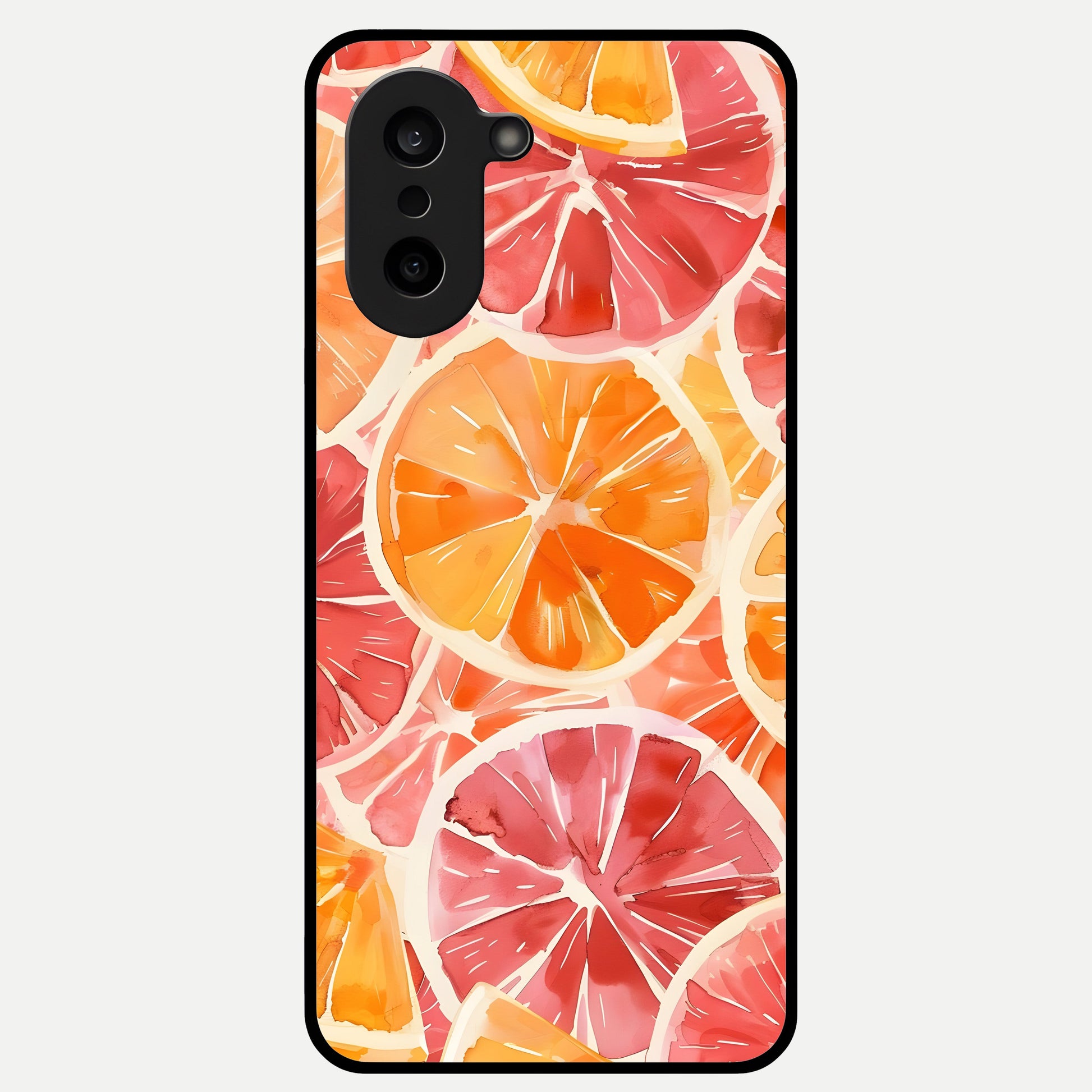  Orange Fruits Pattern Glass Case For Oneplus Nord CE5 back cover – full design glossy printed glass finish