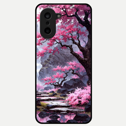  Pink Sunflower Glow Glass Case For Oneplus Nord CE5 back cover – full design glossy printed glass finish
