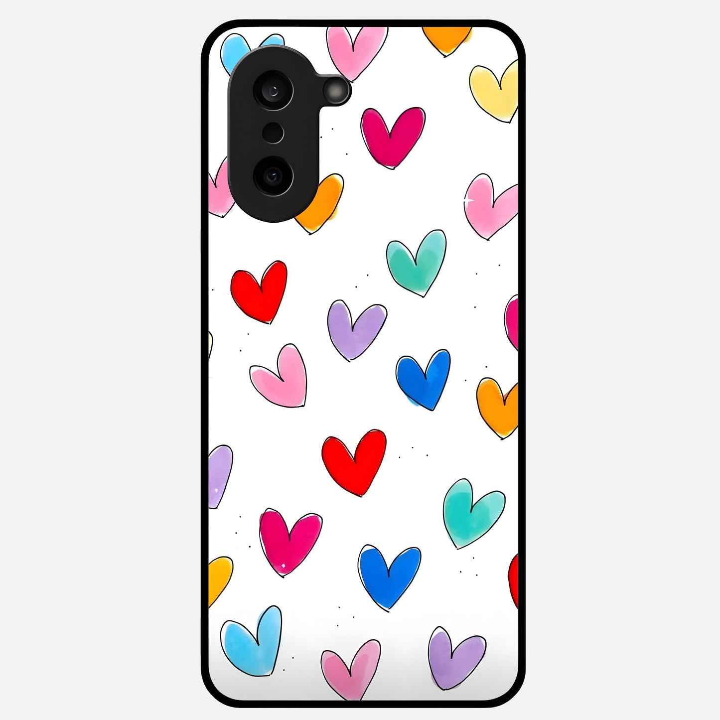 Playful Love Doodles Glass Case For Oneplus Nord CE5 back cover – full design glossy printed glass finish