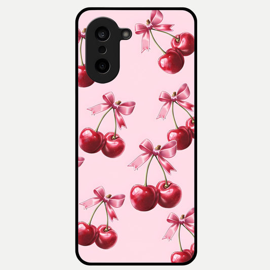  Red Cherries Pattern Glass Case For Oneplus Nord CE5 back cover – full design glossy printed glass finish