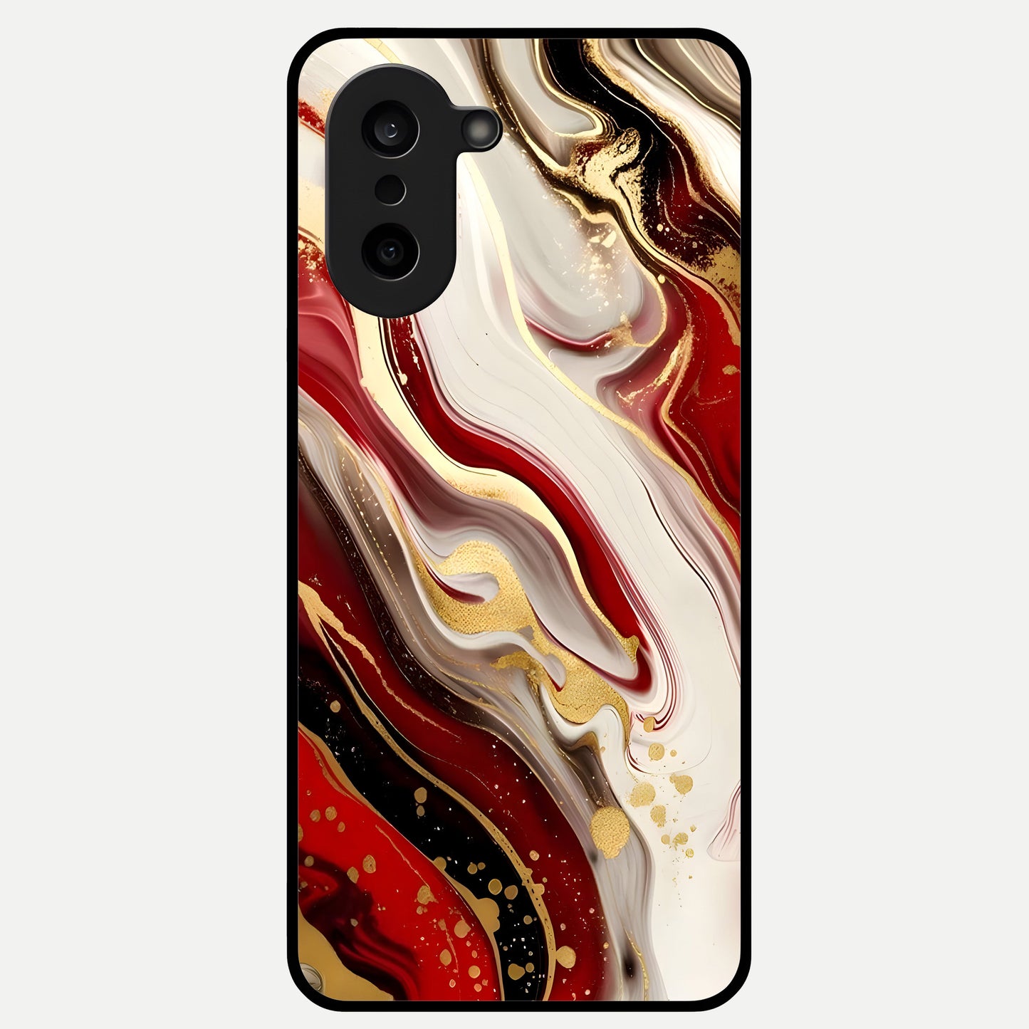  Red And White Marble Glass Case For Oneplus Nord CE5 back cover – full design glossy printed glass finish