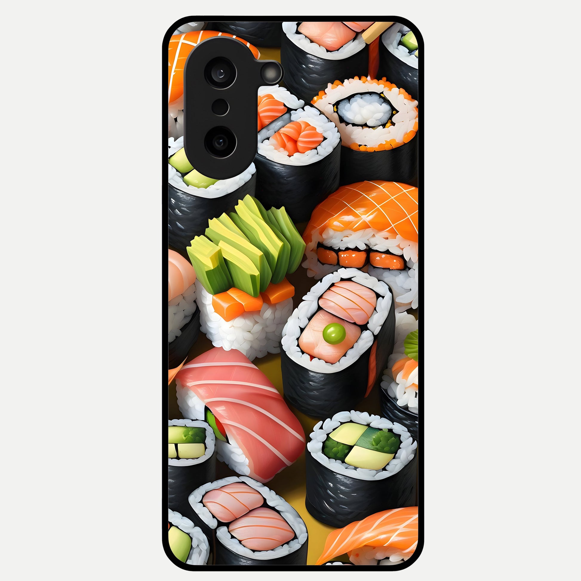  Sushi Food Pattern Glass Case For Oneplus Nord CE5 back cover – full design glossy printed glass finish