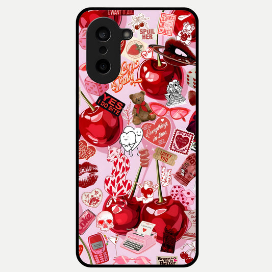  Sweet Cherry Chaos Glass Case For Oneplus Nord CE5 back cover – full design glossy printed glass finish
