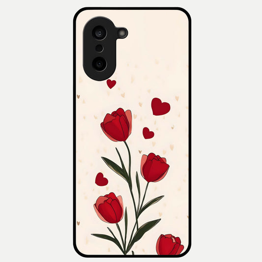  Tulip With Heart Glass Case For Oneplus Nord CE5 back cover – full design glossy printed glass finish