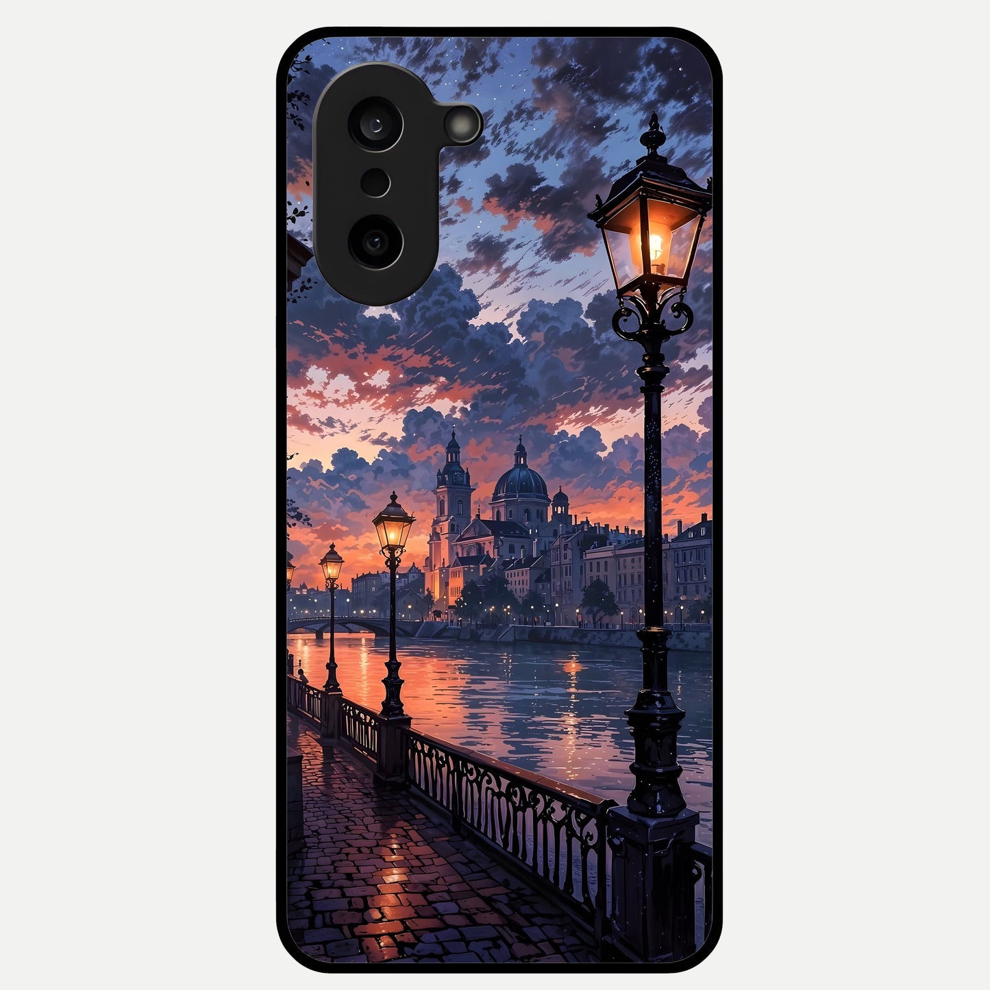  Twilight River Lights Glass Case For Oneplus Nord CE5 back cover – full design glossy printed glass finish