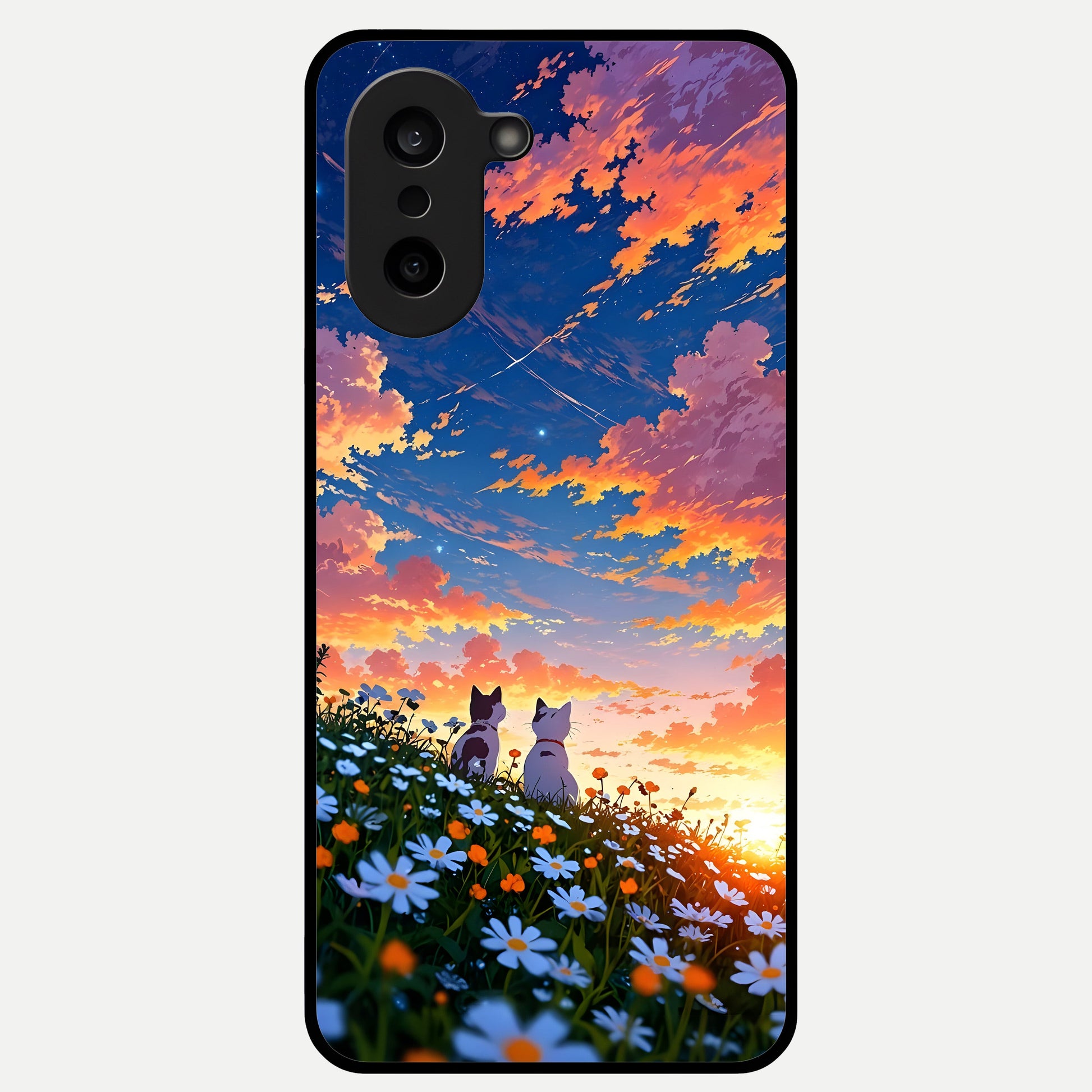  Two Cats Friends Glass Case For Oneplus Nord CE5 back cover – full design glossy printed glass finish