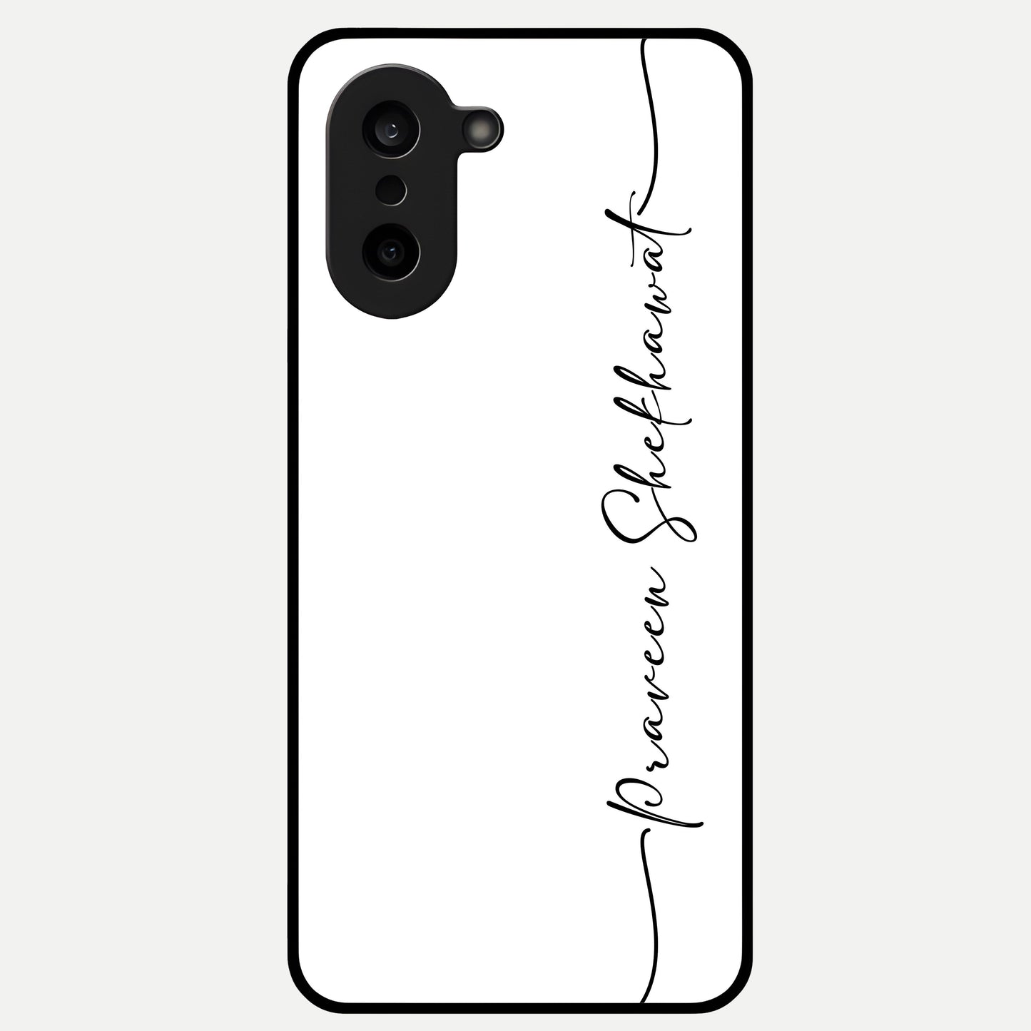  White Tune Custom Name Glass Case For Oneplus Nord CE5 back cover – personalized glossy printed glass finish
