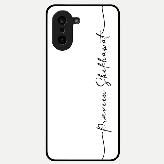  White Tune Custom Name Glass Case For Oneplus Nord CE5 back cover – personalized glossy printed glass finish