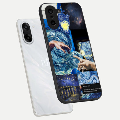  Aesthetic Vando Hands phone case For Oneplus Nord CE5 showing premium glass back cover with detailed artwork