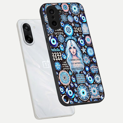  Angel Aura Shield phone case For Oneplus Nord CE5 showing premium glass back cover with detailed artwork