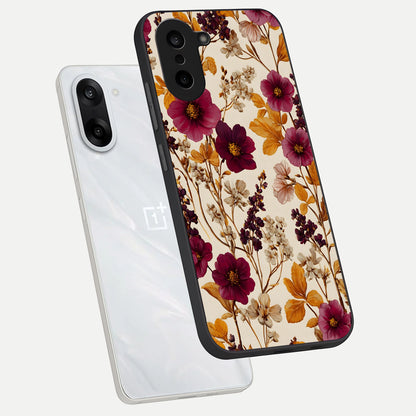  Autumn Wine Bloom phone case For Oneplus Nord CE5 showing premium glass back cover with detailed artwork