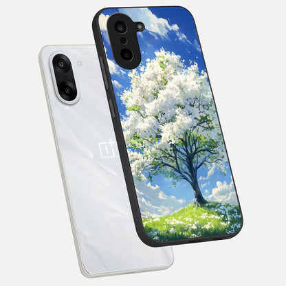  Blossom Sky Serenity phone case For Oneplus Nord CE5 showing premium glass back cover with detailed artwork