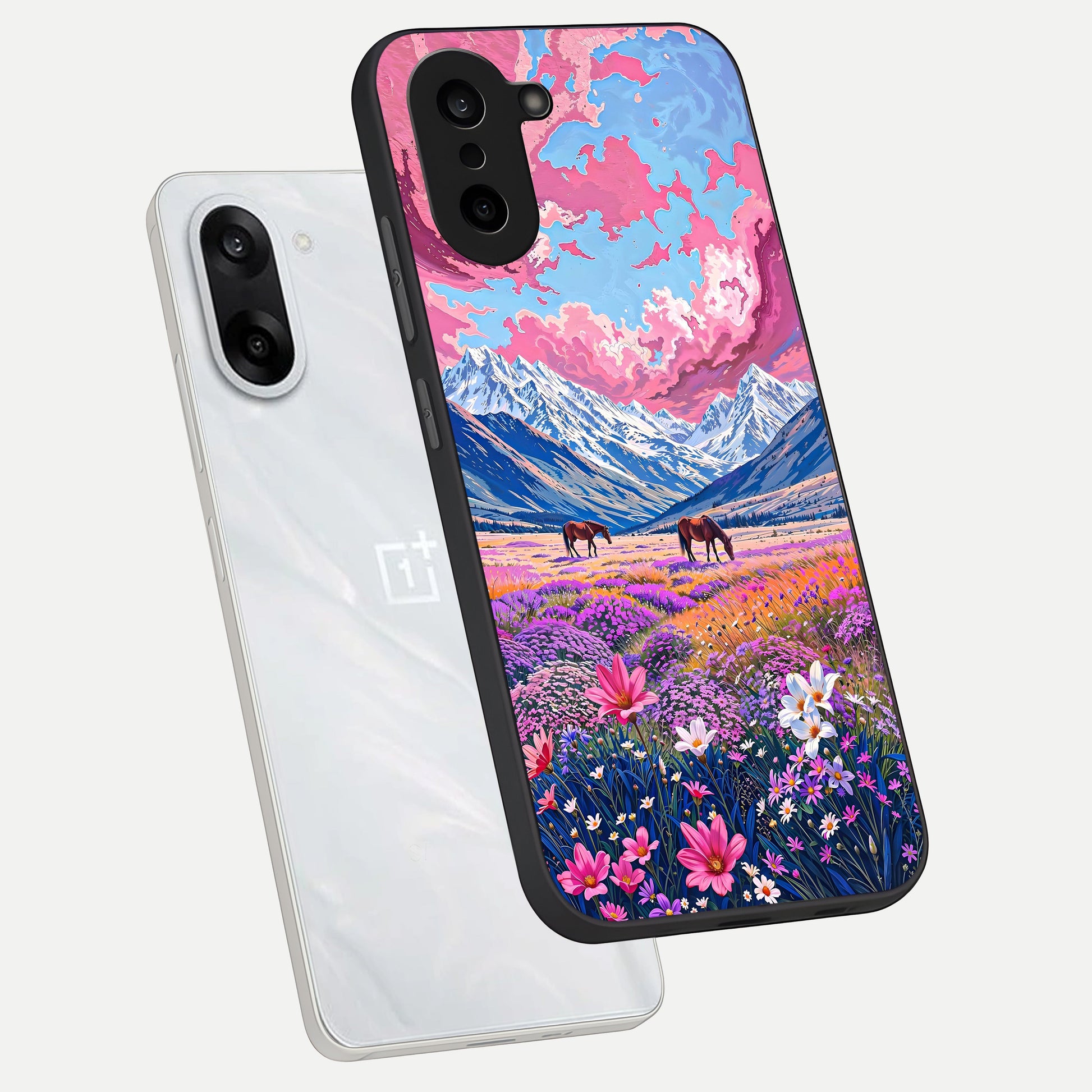  Blossom Valley Dream phone case For Oneplus Nord CE5 showing premium glass back cover with detailed artwork