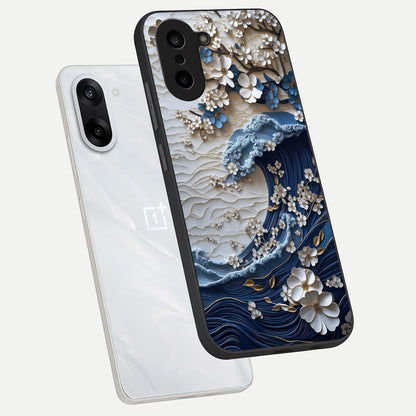  Blossom Wave Art phone case For Oneplus Nord CE5 showing premium glass back cover with detailed artwork