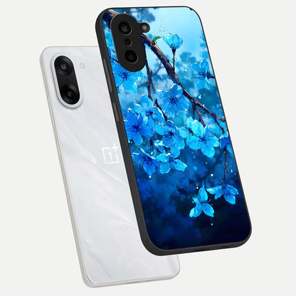  Blue Blossoms Branch phone case For Oneplus Nord CE5 showing premium glass back cover with detailed artwork