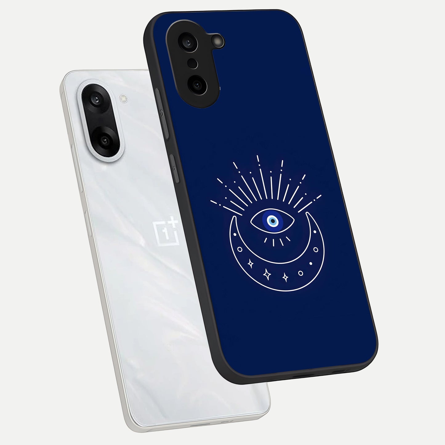 Blue Evil Eye phone case For Oneplus Nord CE5 showing premium glass back cover with detailed artwork