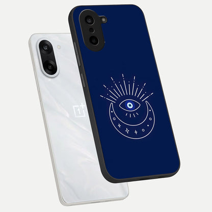  Blue Evil Eye phone case For Oneplus Nord CE5 showing premium glass back cover with detailed artwork