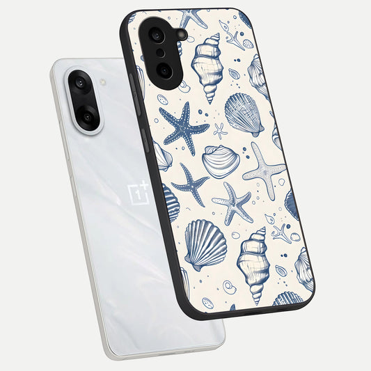  Blue Ocean Outline phone case For Oneplus Nord CE5 showing premium glass back cover with detailed artwork