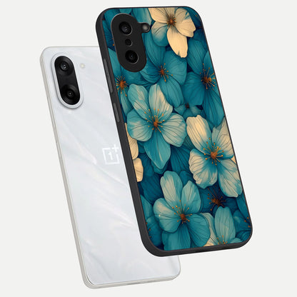  Blue Shade Floral phone case For Oneplus Nord CE5 showing premium glass back cover with detailed artwork