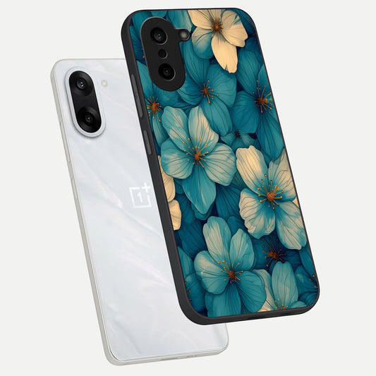  Blue Shade Floral phone case For Oneplus Nord CE5 showing premium glass back cover with detailed artwork