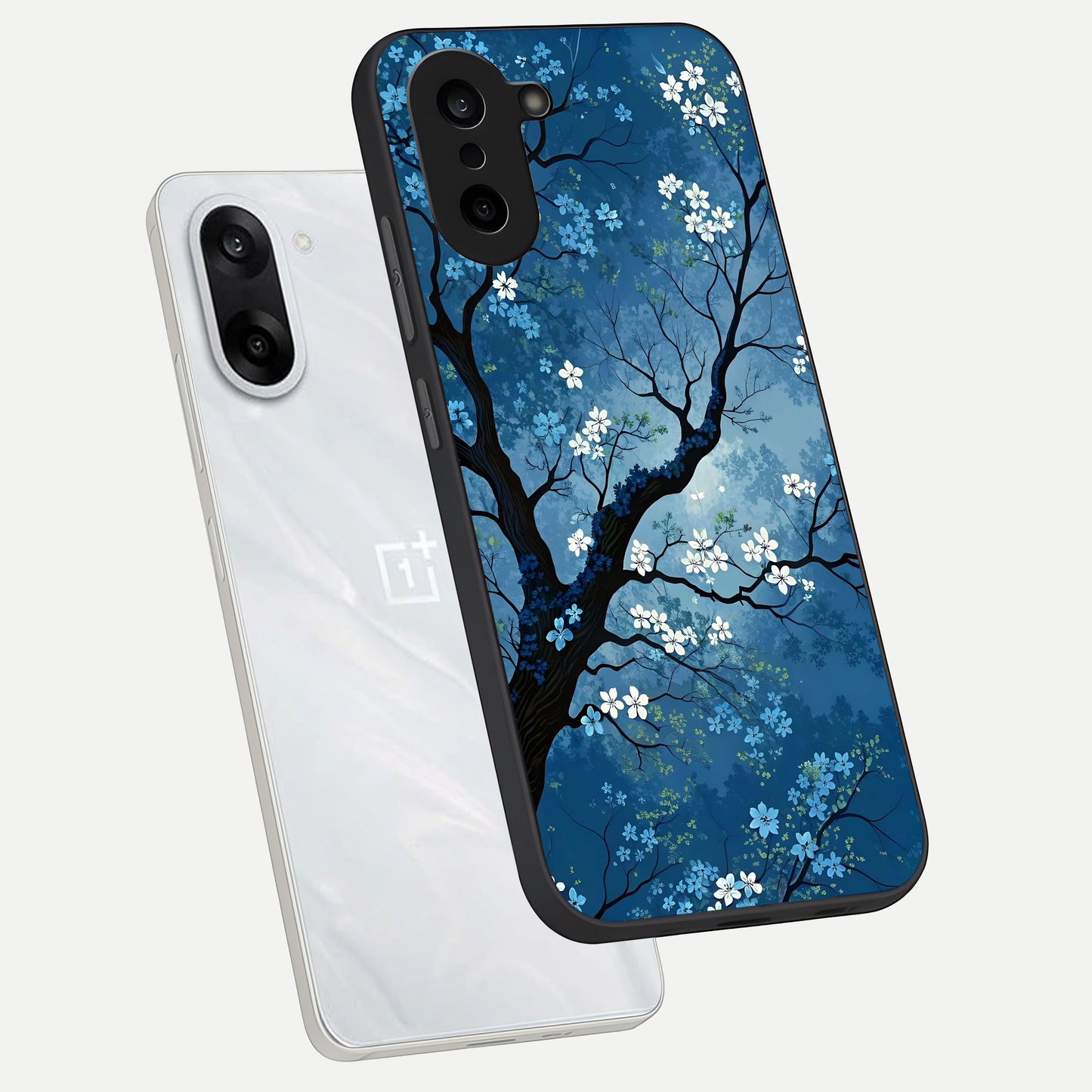  Blue Tree Serenity phone case For Oneplus Nord CE5 showing premium glass back cover with detailed artwork
