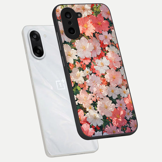  Blush Bloom Field phone case For Oneplus Nord CE5 showing premium glass back cover with detailed artwork
