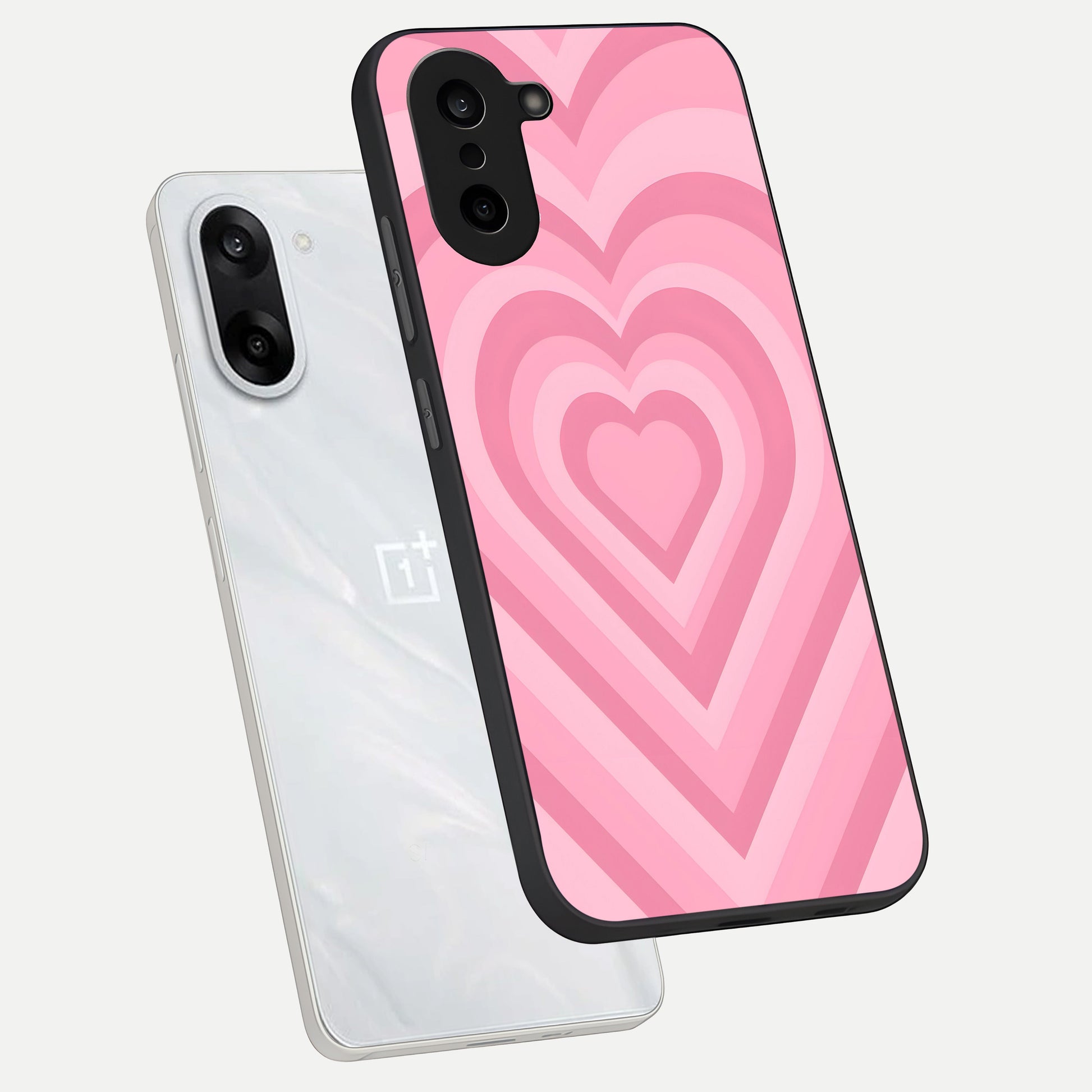  Blush Heart Waves phone case For Oneplus Nord CE5 showing premium glass back cover with detailed artwork