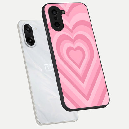  Blush Heart Waves phone case For Oneplus Nord CE5 showing premium glass back cover with detailed artwork