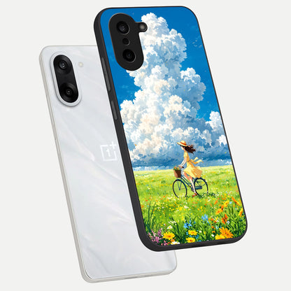  Breezy Meadow Ride phone case For Oneplus Nord CE5 showing premium glass back cover with detailed artwork