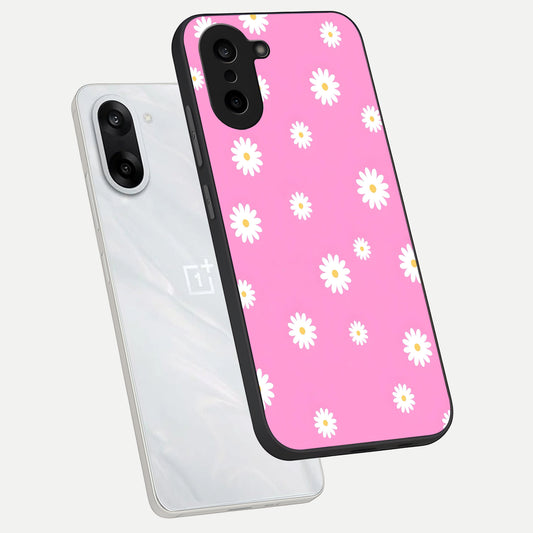  Bubblegum Daisy Pop phone case For Oneplus Nord CE5 showing premium glass back cover with detailed artwork