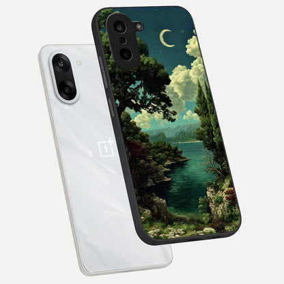  Celestial Lake Peace phone case For Oneplus Nord CE5 showing premium glass back cover with detailed artwork