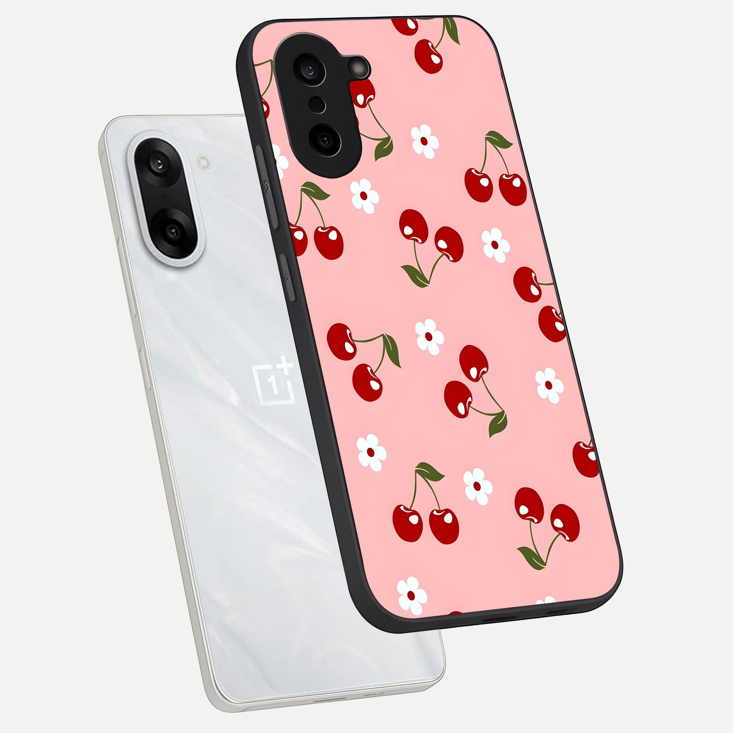  Cherry Love Mood phone case For Oneplus Nord CE5 showing premium glass back cover with detailed artwork