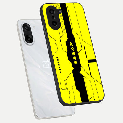  Circuit CYBERPUNK Custom Name phone case For Oneplus Nord CE5 showing premium glass back cover with detailed artwork