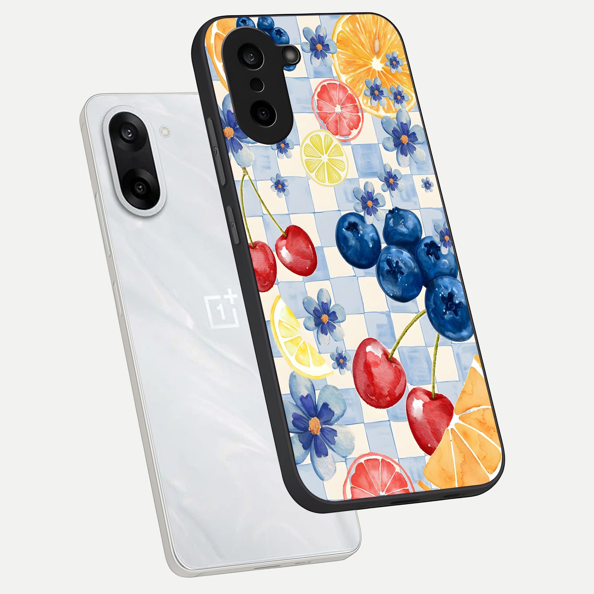  Citrus Bloom Joy phone case For Oneplus Nord CE5 showing premium glass back cover with detailed artwork