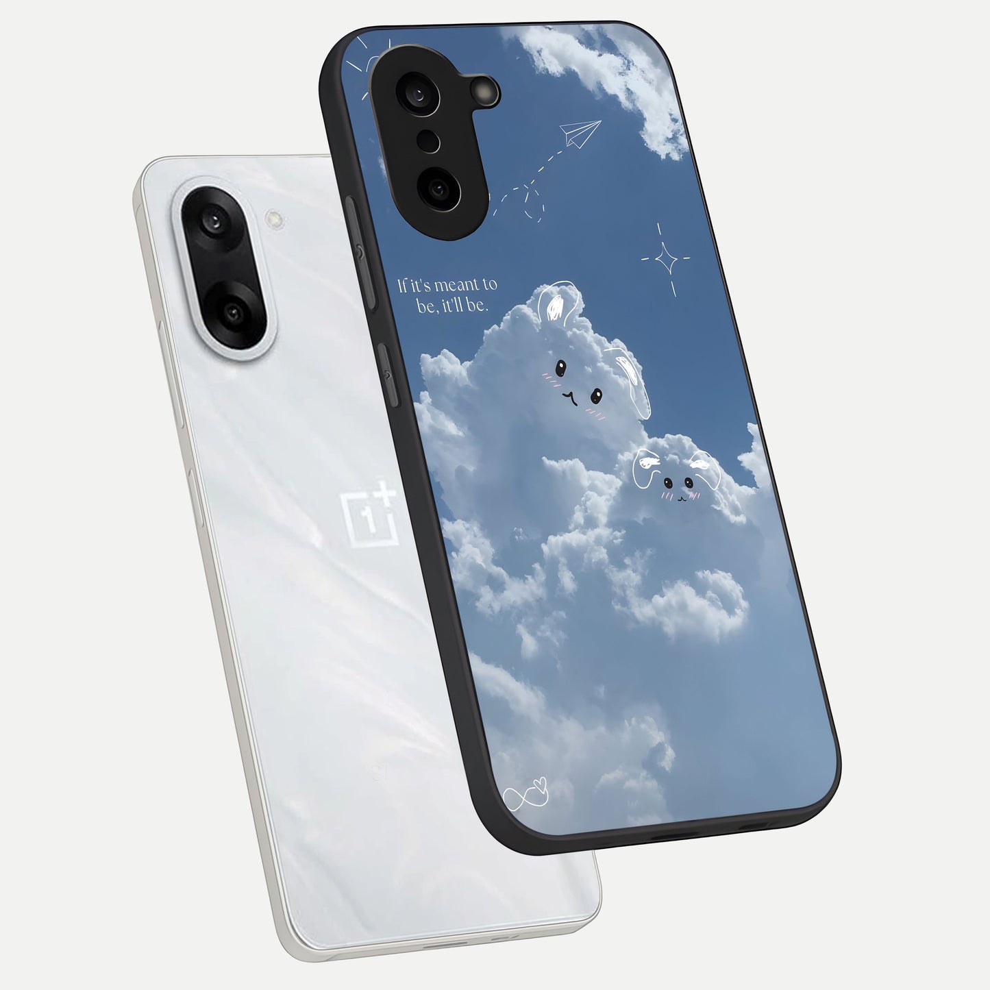  Cloud Bunny Dreams phone case For Oneplus Nord CE5 showing premium glass back cover with detailed artwork