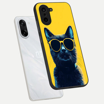  Cool Cat Vibes phone case For Oneplus Nord CE5 showing premium glass back cover with detailed artwork
