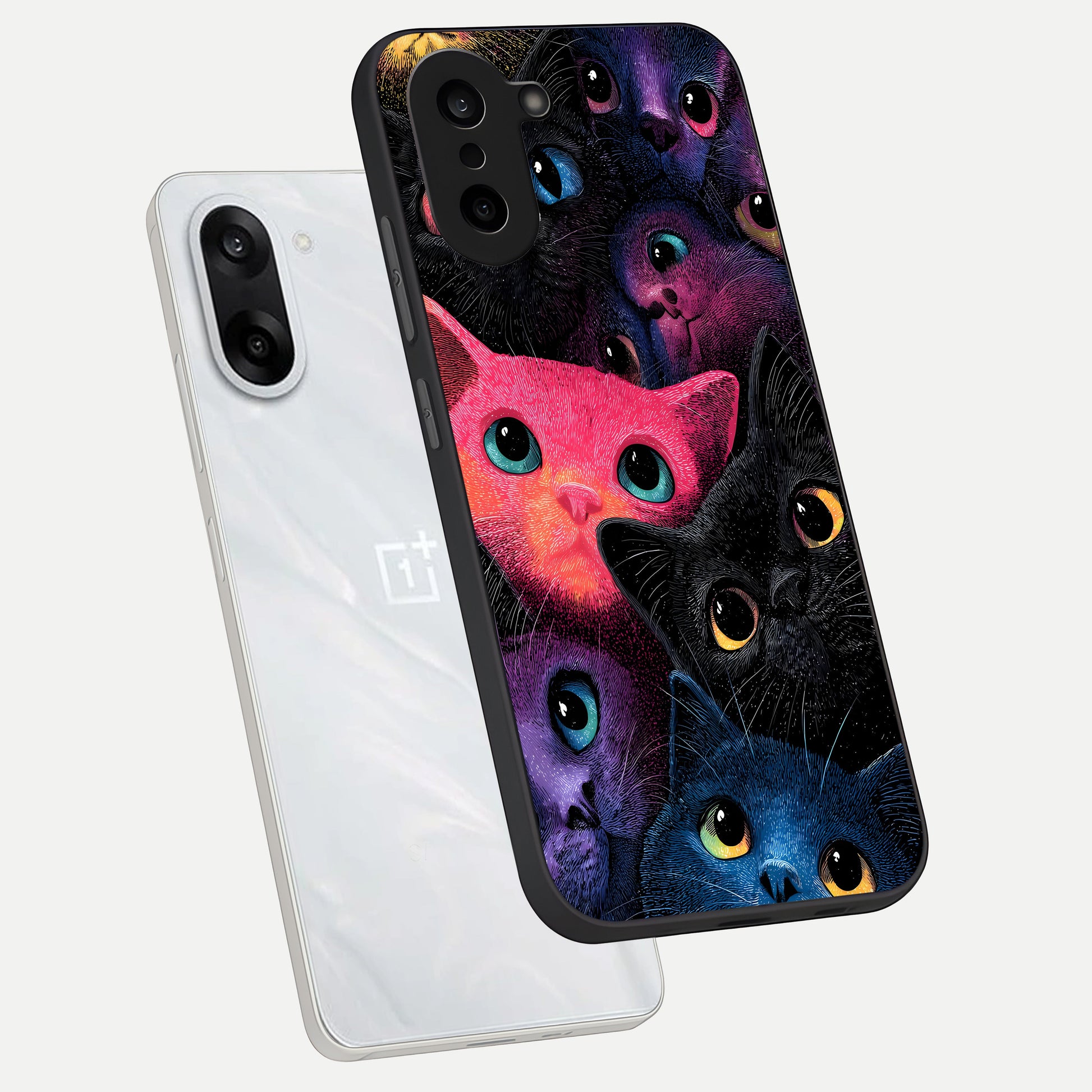  Cosmic Cats Dreams phone case For Oneplus Nord CE5 showing premium glass back cover with detailed artwork