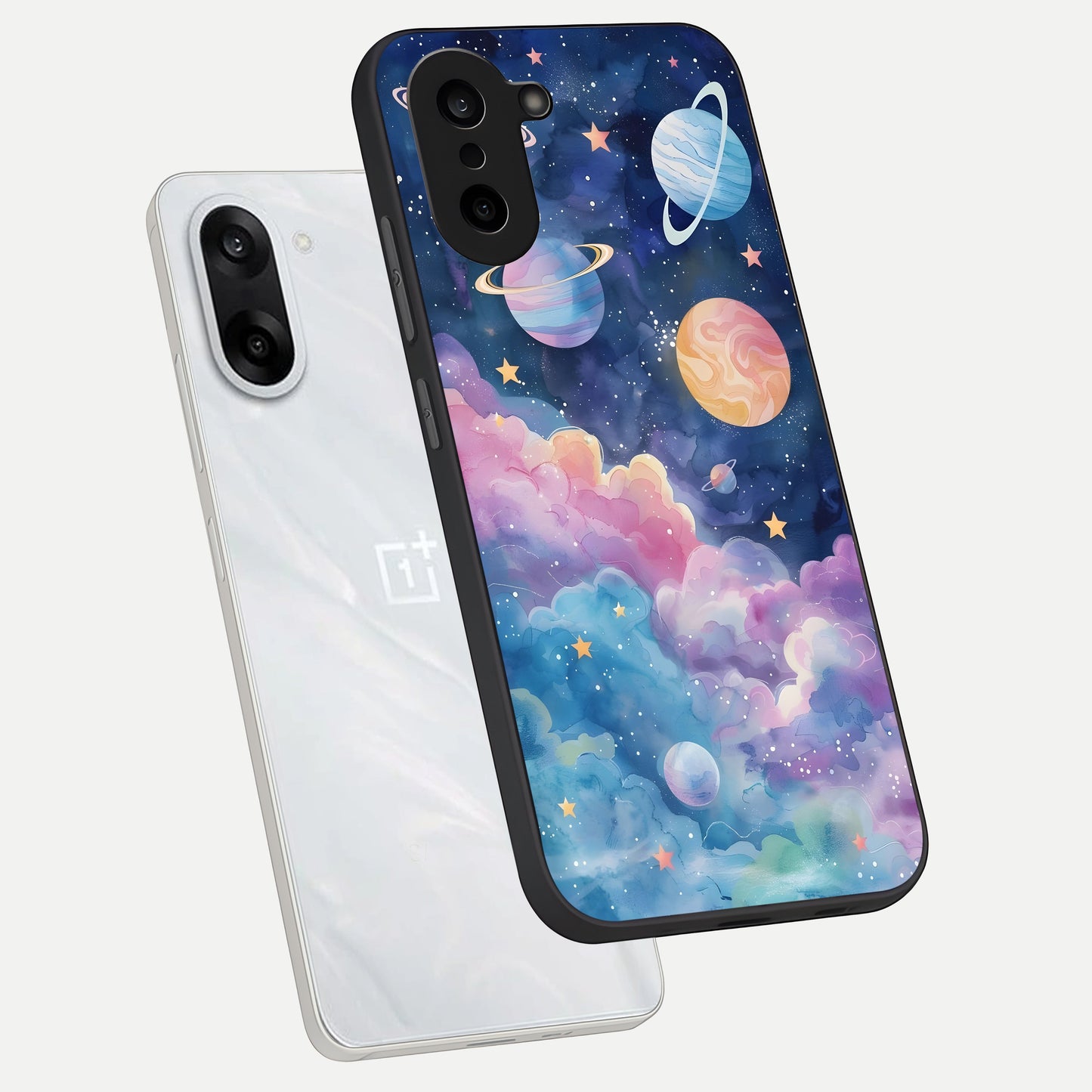  Cosmic Planet Dreams phone case For Oneplus Nord CE5 showing premium glass back cover with detailed artwork